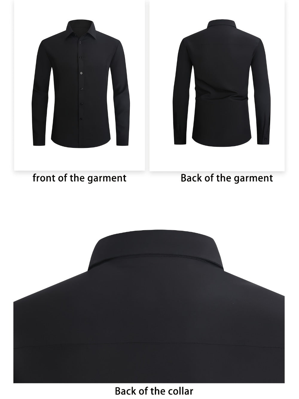 Men's Solid Color Dress Shirt - Collared Long Sleeve 146277