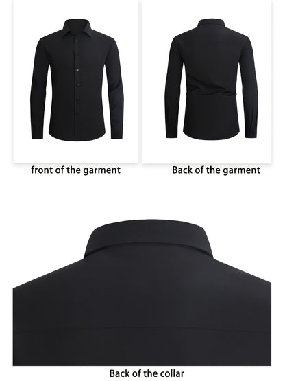 Men's Solid Color Dress Shirt - Collared Long Sleeve 146277