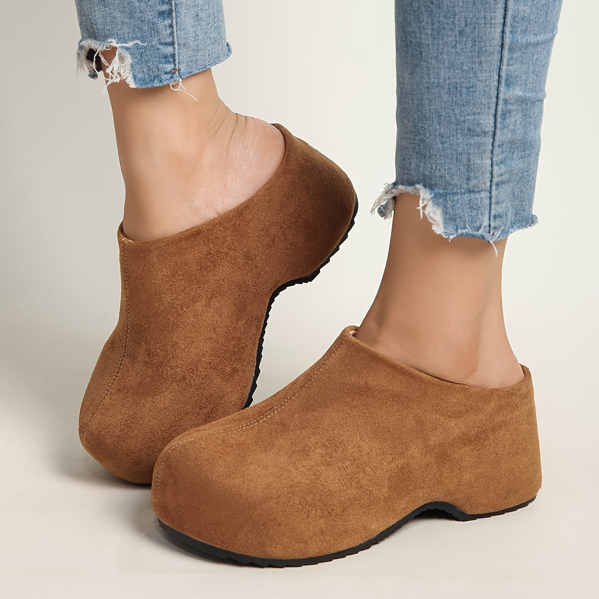 Women's New Style Mule Shoes, Thick Sole Round Toe Fashion Casual Comfortable Versatile Plus Size Women's Footwear, Clogs for Women, Slippers for Women, Women's Height-Increasing Shoes, Women Shoes