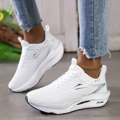 [Sneakers] New Women'S Fashionable Carbon Plate Running Shoes, Woven And Offset Printed Uppers, with MD And Rubber Soles, Featuring Cushioning, Rebound, Breathability, And Slip Resistance, Suitable for Daily Running, Racing, Training