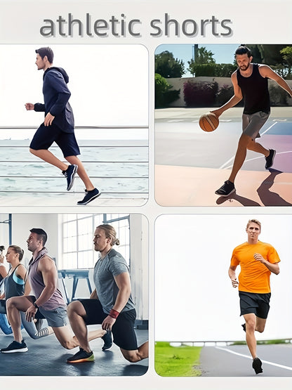 5pcs Men'S Quick-Dry Casual Sports Shorts. 2 Pockets with Drawstring Waist Adjustment. Machine Washable Loose Fit for Men and Women, Gym Shorts, Vibrant Leisure Wear, Elastic Comfort Belt, Durable Athletic Gear, Lightweight Breathable Fabric. Perfect for