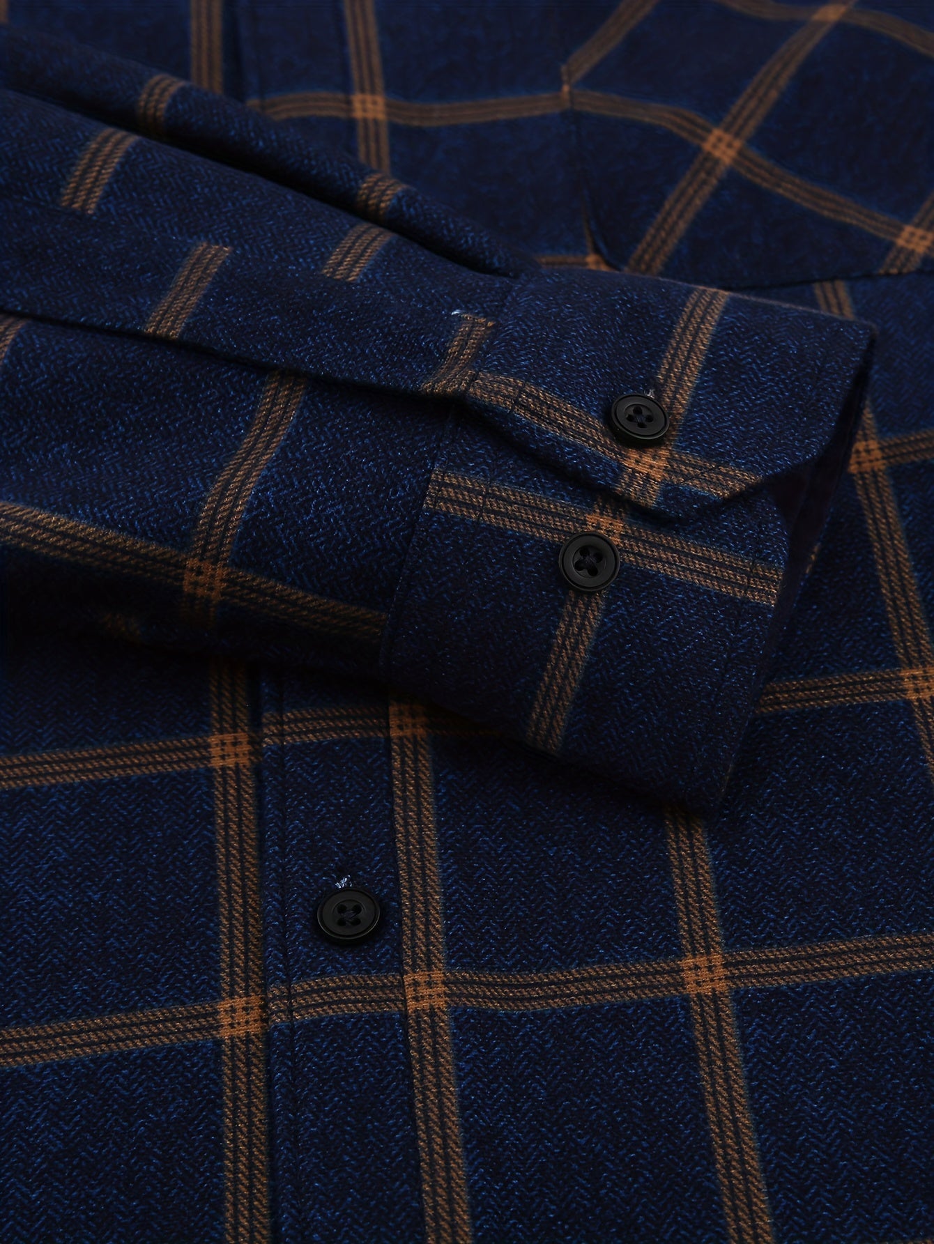 Men'S Heavyweight Long Sleeve Shirt - Thick Winter Jacket with Button Front Placket, Navy Blue & Brown Plaid, Formal & Casual Button-Up Blouse for Office, Outdoor, Everyday - Classic Button-Up Shirt for Men, Winter Jacket, Outdoor Clothing