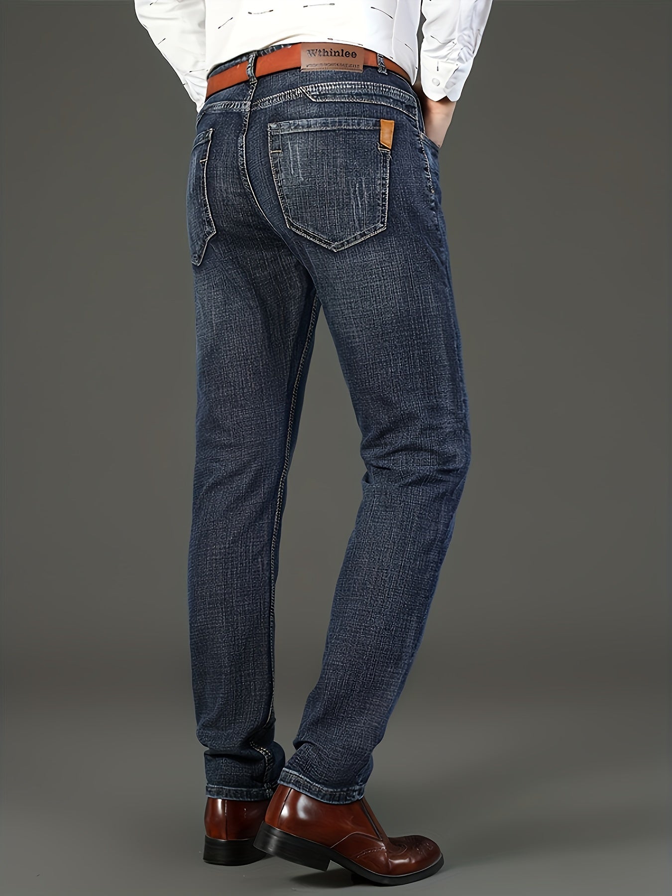 Men'S Classic Design Jeans, Semi-formal Stretch Jeans For Business