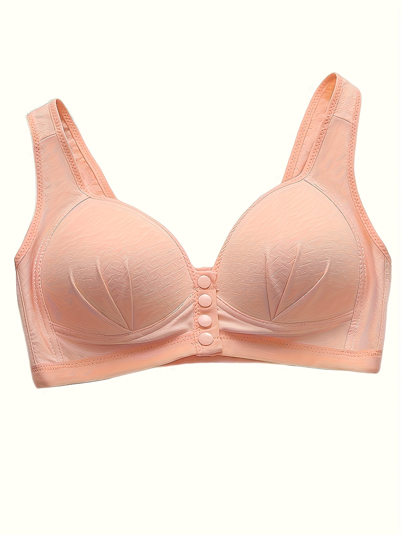 5pcs Solid Seamless Front Opening Wireless Tank Bra, Elegant And Comfortable Push Up Bra, Women's Underwear And Lingerie
