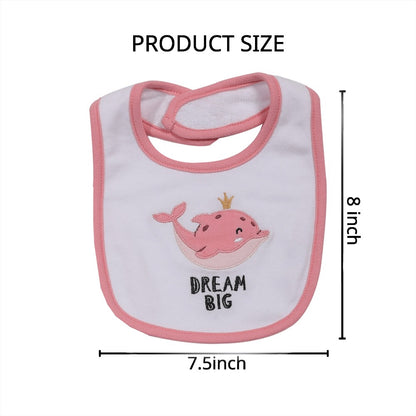 Cotton Baby Bibs 5-Pack - Cartoon Embroidered