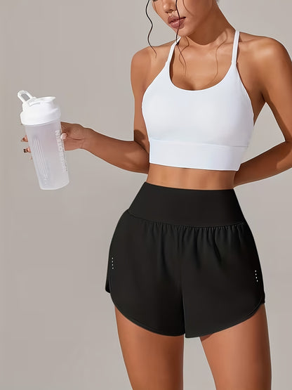 Women's Quick-Dry High-Stretch Yoga Shorts, Tummy Control and Anti-See-Through, Seamless Moisture-Wicking Athletic Swimwear, Suitable for Gym, Fitness, Running, Hot Springs, and Beach Vacations