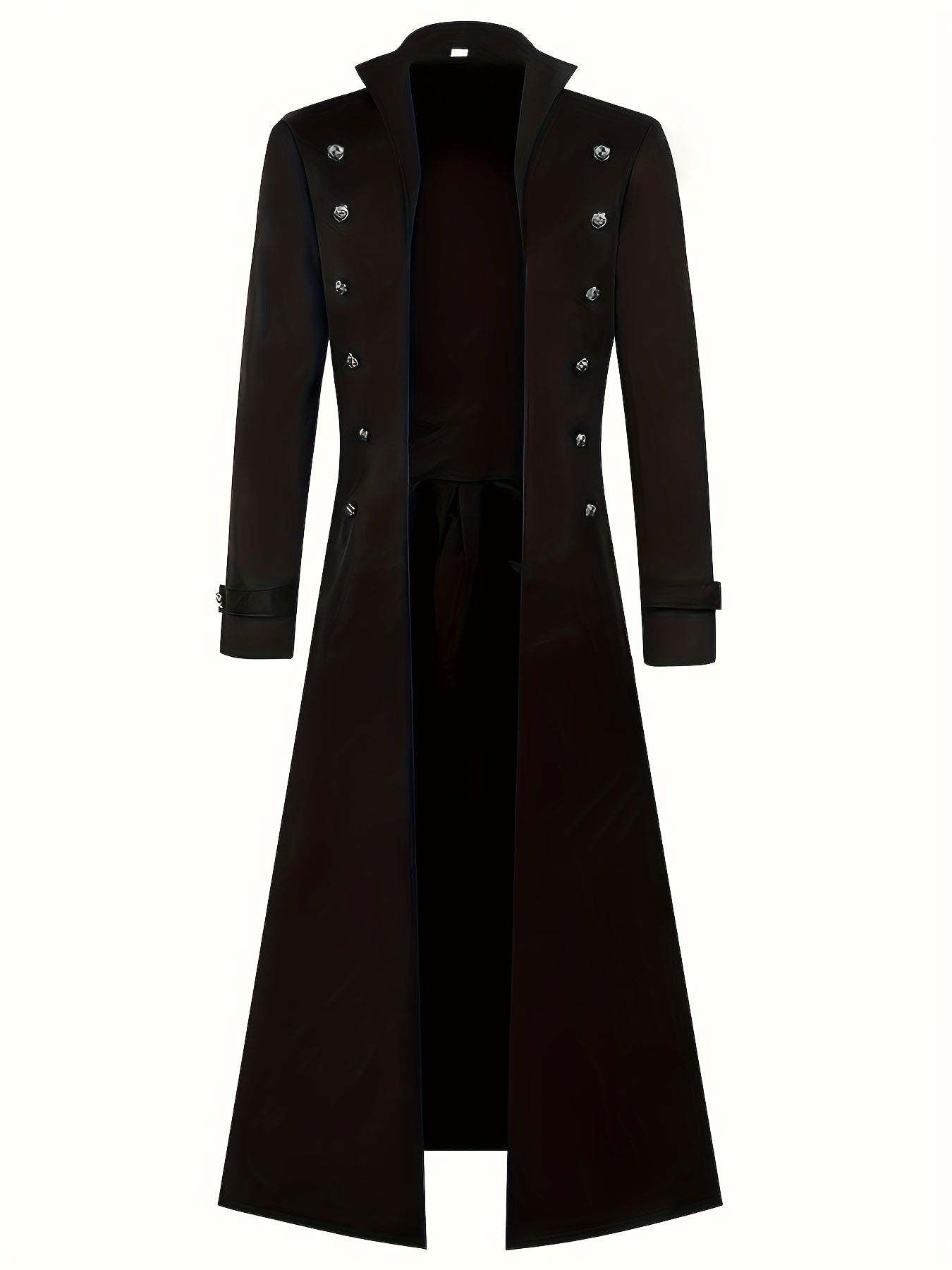 Men's Victorian Steampunk Gothic Long Black Jacket - Non-Stretch Durable Fabric, Stand Collar & Fine Pockets - Hand Wash Only for Cosplay, Themed Events, Retro Fashion - Must-Have for COS Lovers