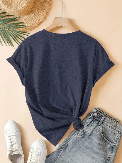 Plus Size - Pattern Element Women'S Plus-Size Printed Short-Sleeve T-Shirts, 4-Season Soft And Loose Style, Suitable for Casual And Wear, - Tees, Perfect for Daily Outfits