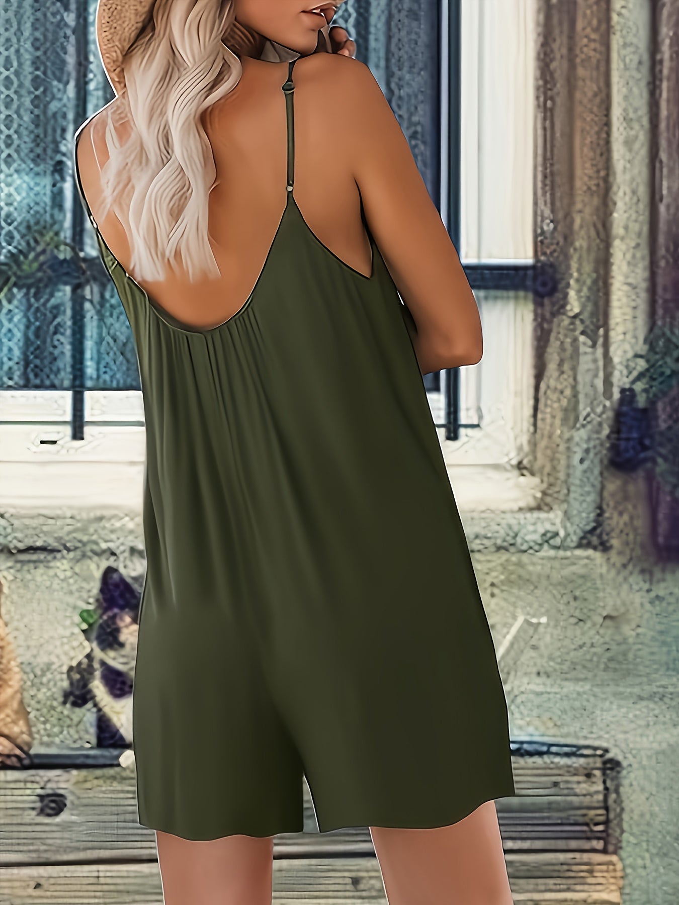 Women's Spring And Summer Sleeveless Halter Loose Adjustable Rompers, Loose Pants with Pockets, Suitable for Leisure, Fitness, Running, Women's Yoga Pants