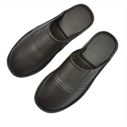 Spring Autumn Summer Leather Slippers Homes in Indoor Slipper Spring Autumn Summer Men Women Elderly Non-Slip Casual Single Slides Shoes