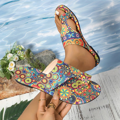 Women's Bohemian Style Beach Holiday Sandals Lightweight Toe-Straps Soft Sole Non-Slip Casual Party Travel Slippers, Women Shoes