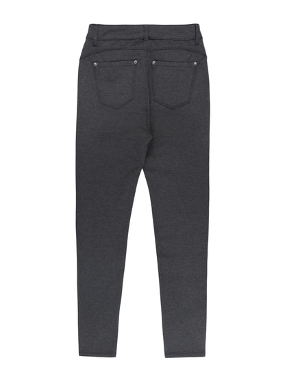 Women's Black High-Waisted Skinny Jeans - Stretchy Fabric, Button Accents, Multiple Pockets, Long Length, Casual Street Style, Allseason Pants, Casual Wear|Stylish Highwaist Jeans|Stretchy Fabric