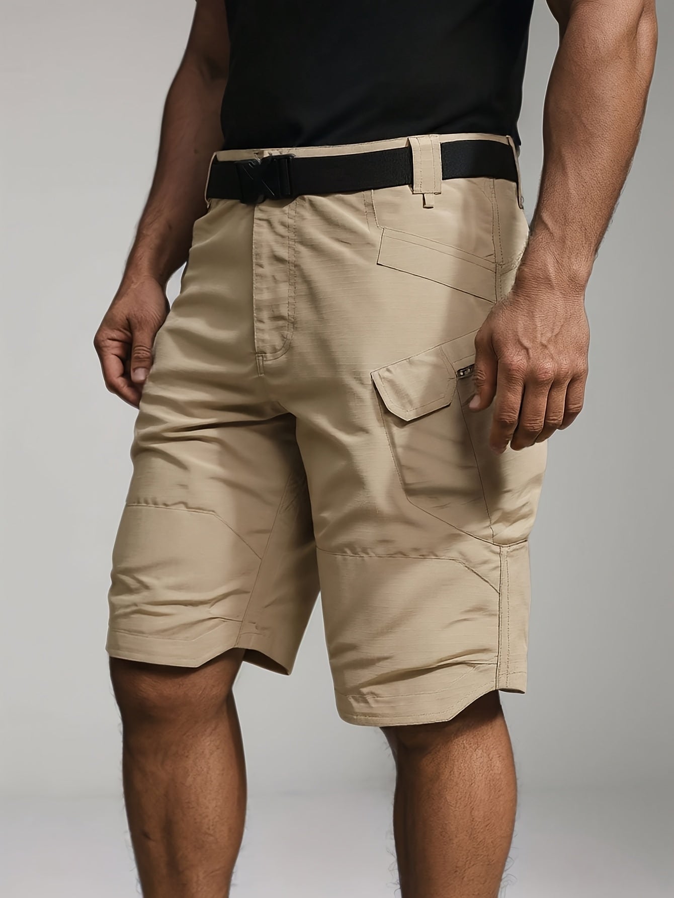 Men's Tactical Cargo Shorts - Casual Shorts - Lightweight Multi-pocket Outdoor Shorts, (Belt Included) Non-stretch Durable Fabric for Hiking, Camping, Fishing - Black Casual Style for Professionals And Outdoor Enthusiasts
