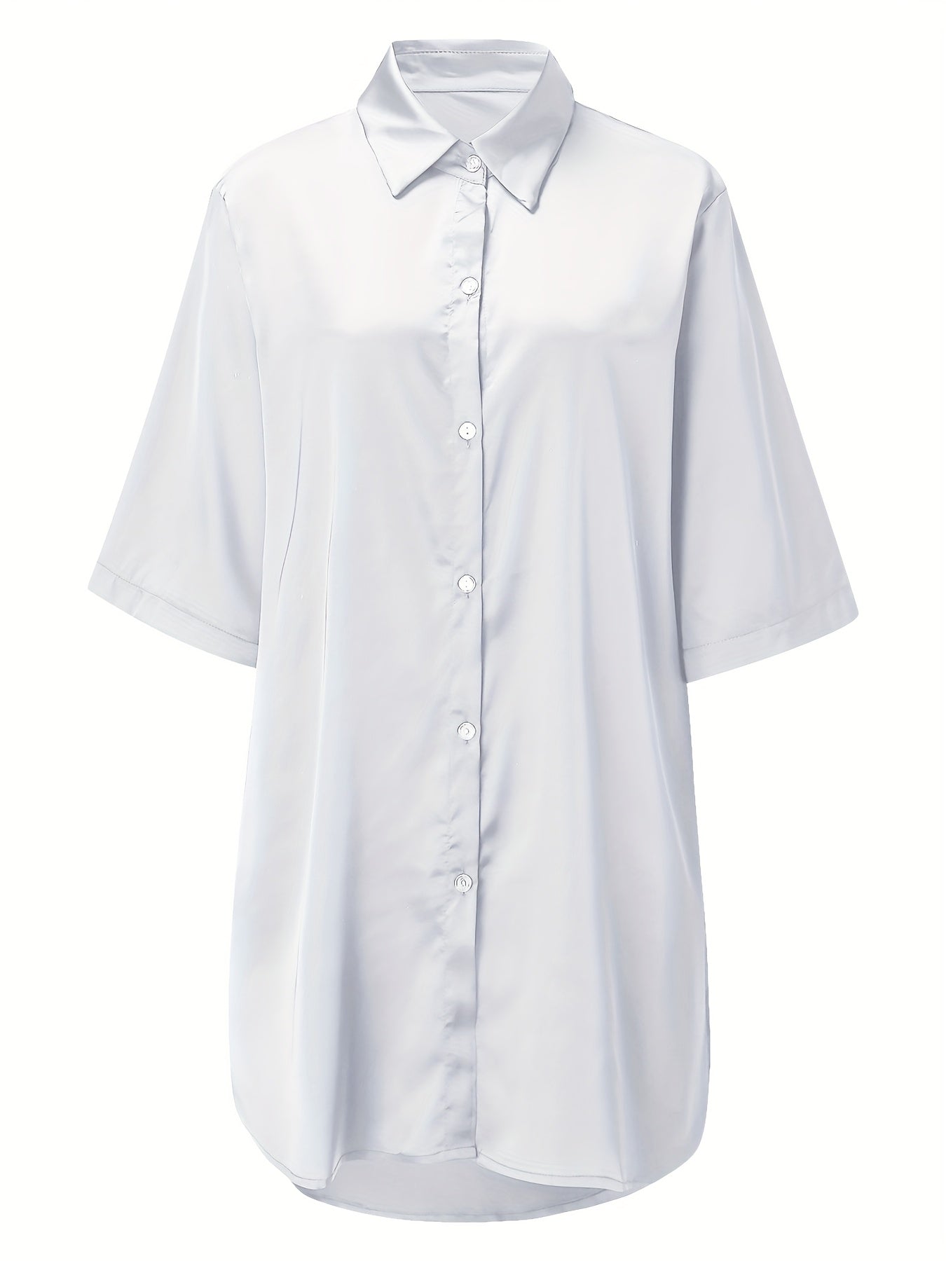 European And American Solid Color Sexy Shirt for Women Comfortable And Smooth Home Wear Long Pajamas