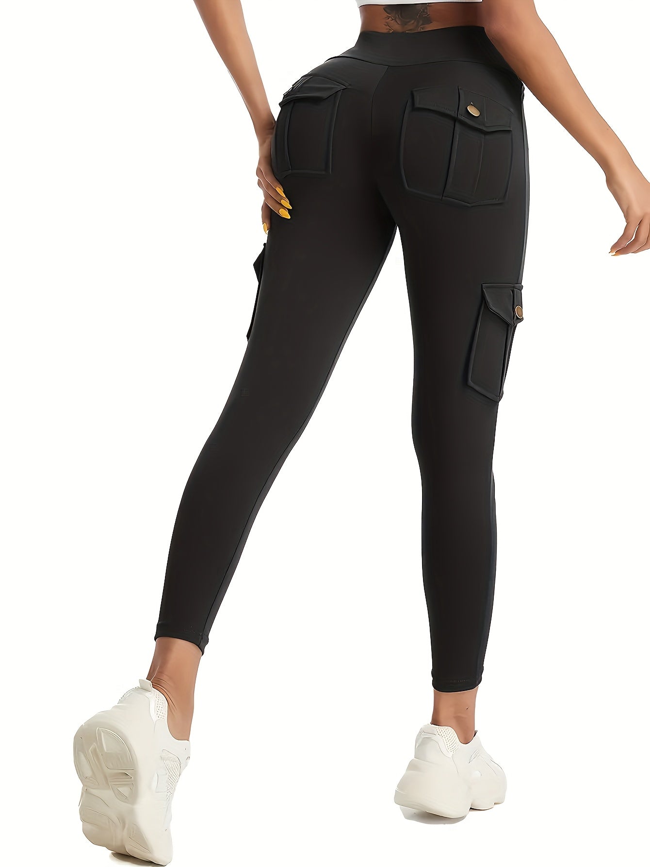 2pcs Women'S High-Waist Multi-Pocket Sports And Leisure Pants, Quick-Dry Running Yoga Trousers, Suitable for Fitness And Exercise