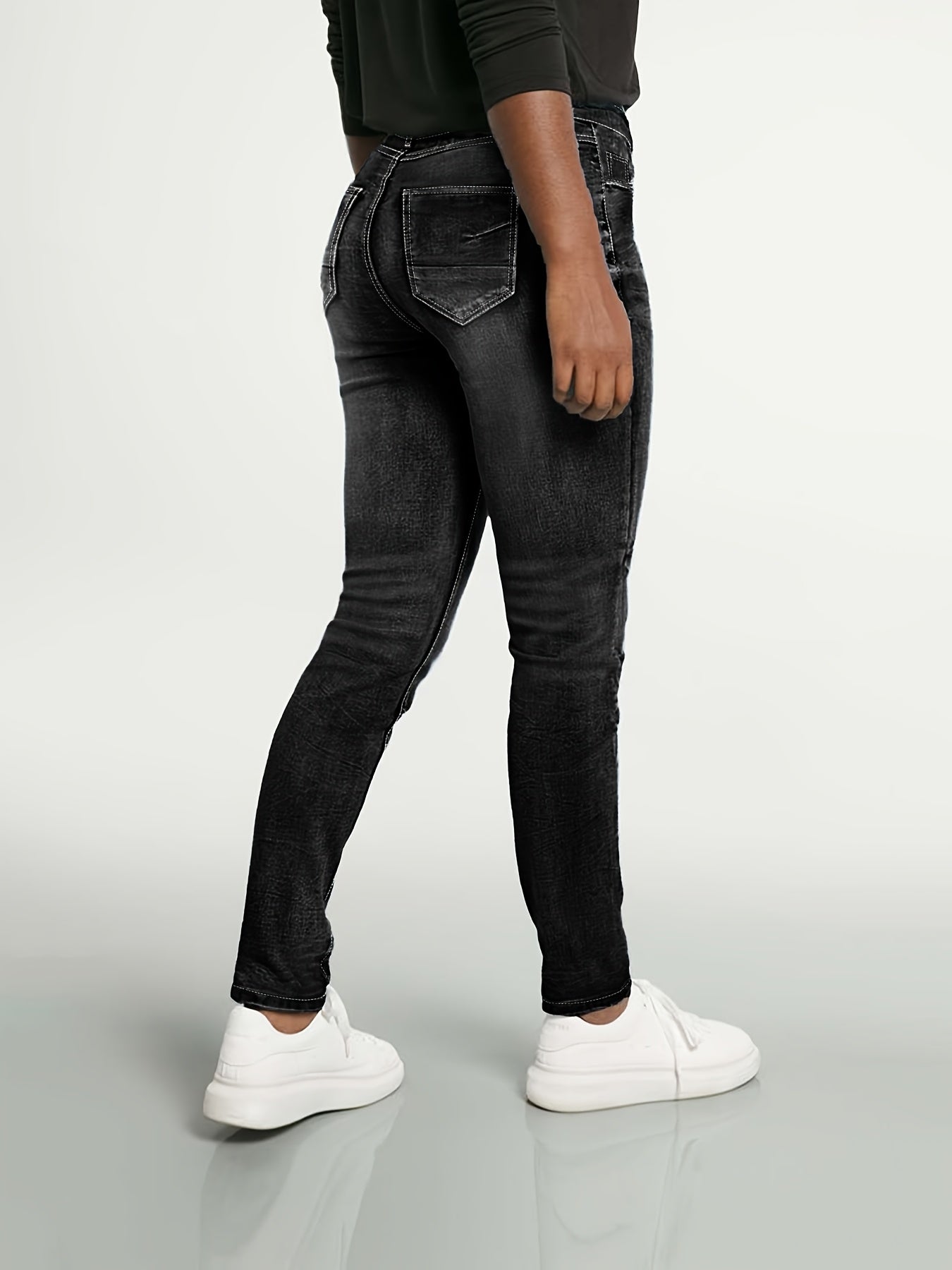 Women's Bright Steel Blue Denim High-Waist Slim-Fit Jeans - product view 22