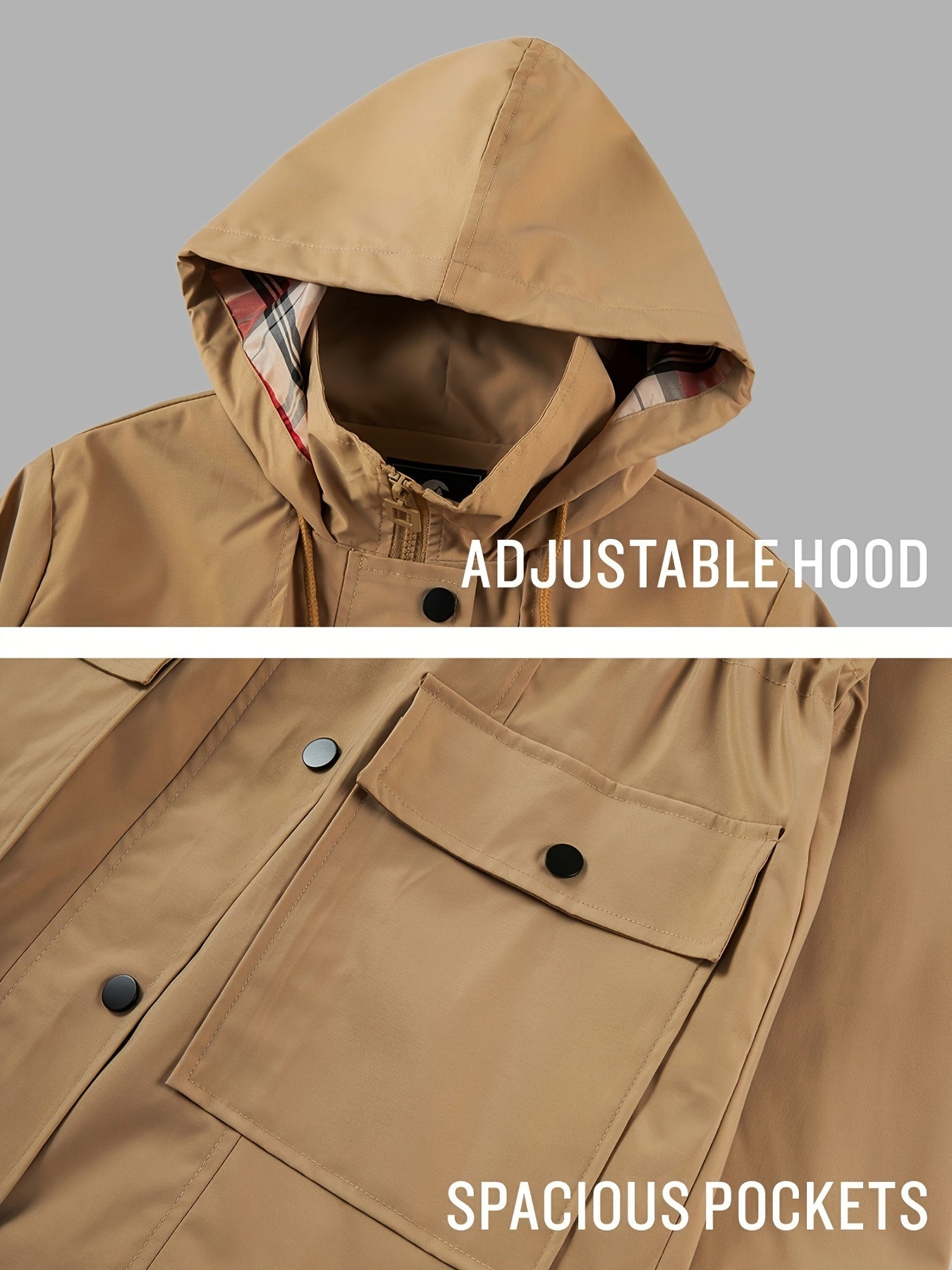 Women's High Quality Rain Jacket Lightweight Raincoat Hooded Windbreaker Trench Coat
