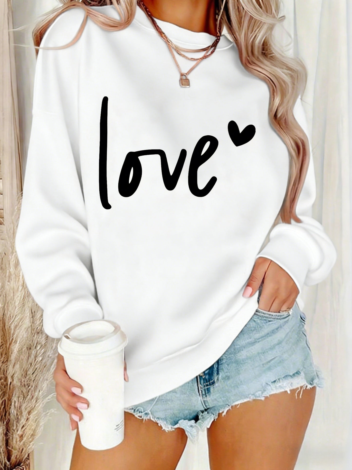 Women'S Casual Fashion Sweatshirt, Suitable for Autumn And Winter, Comfortable And Soft, Letter Pattern