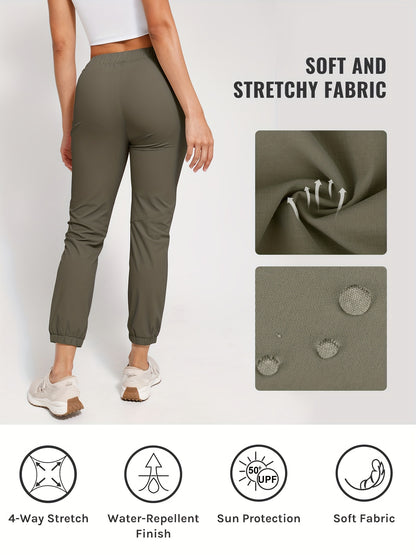 Women's Pants with Drawstring Inside Stretch Golf Pants High Waist Deep Pockets Travel Athletic Work Casual