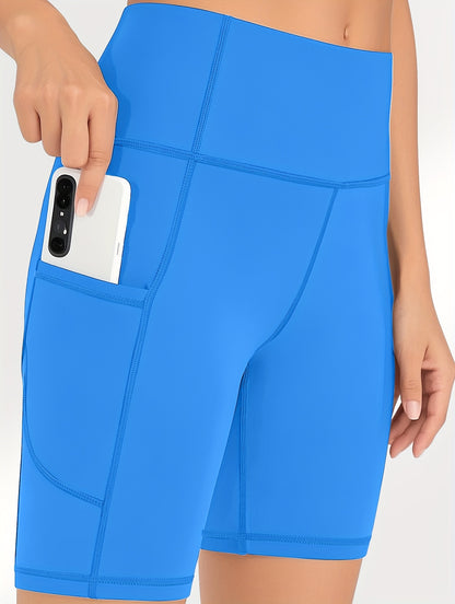 5pcs Set Of Large Sports Shorts For Women, Fashionable Casual Shorts, High Waist High Stretch Yoga Shorts, 5-inch Shorts With Phone Pocket