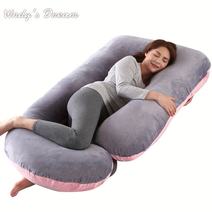 62-Inch J-Shaped Pregnancy Pillow - Velvet-Look Full-Body Design