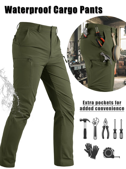 Men'S Cargo Pants Spring Hiking Trousers Quick-Dry Ripstop Stretch Fabric Breathable Moisture-Wicking Lightweight Elastic Waist And 3D-Cut 6 Pockets Outdoor Pants for Fishing Travel Camping, Work in Spring And Summer