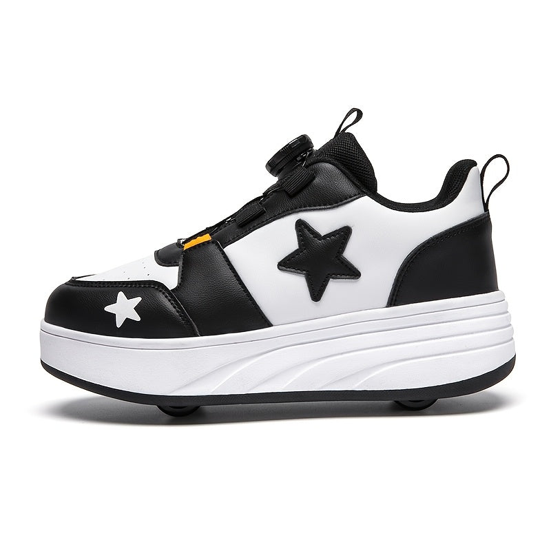 Skating Footwear - Breathable Mesh Low-Top Sneakers Featuring Removable Wheels, Suitable for Outdoor Activities, Roller Skating, Casual Use, And Stylish Young Footwear for Kids, Equipped with a Comfortable TPR Insole, Perfect for Boys