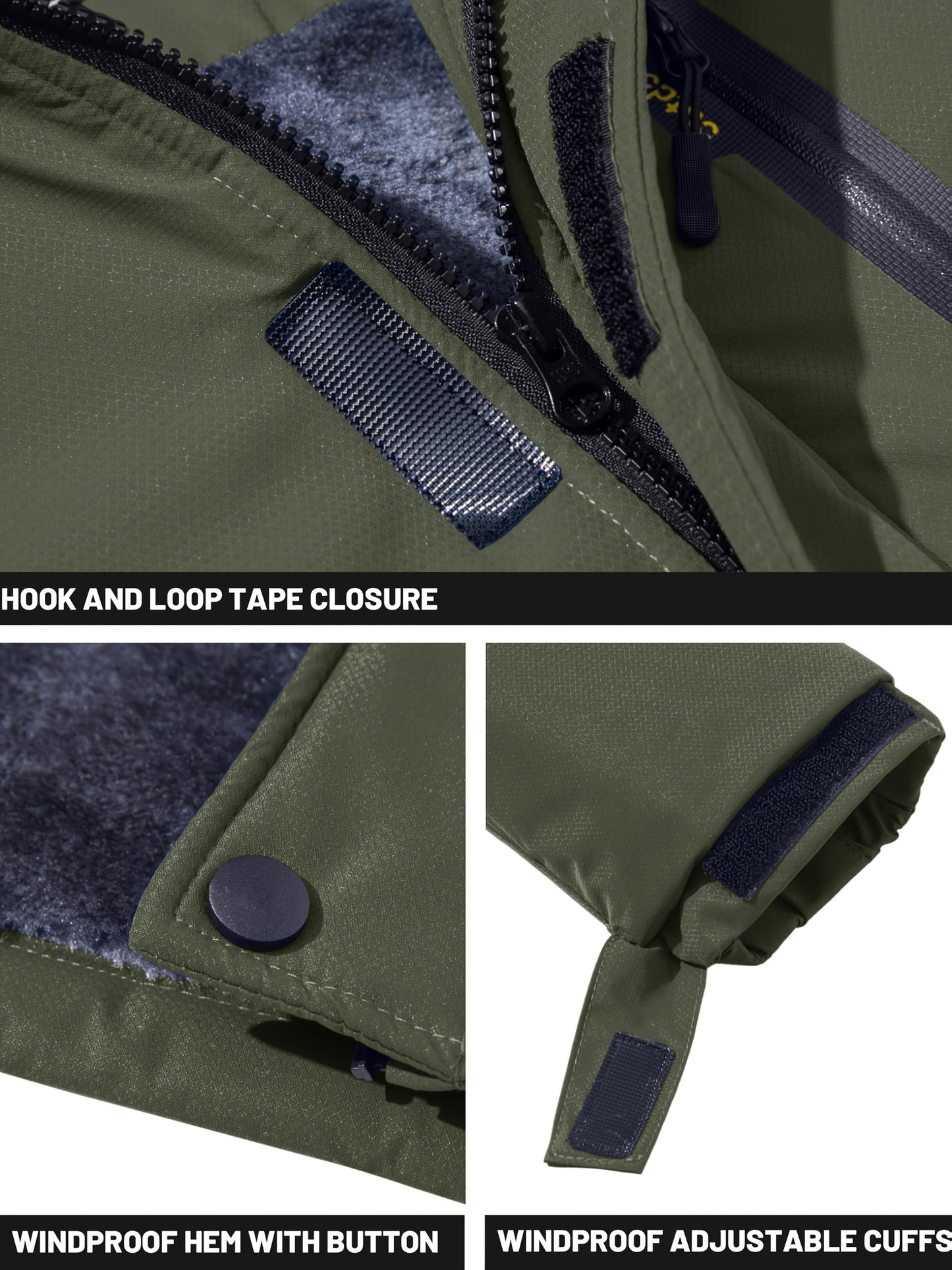 Men'S Winter Ski Jackets Warm Fleece Lined Coats Waterproof Windproof Hooded Thermal Outdoor Parka Thick Sport Hiking Jogging Camping Fishing Climbing Traveling Skiing Snowboarding Casual Windbreaker