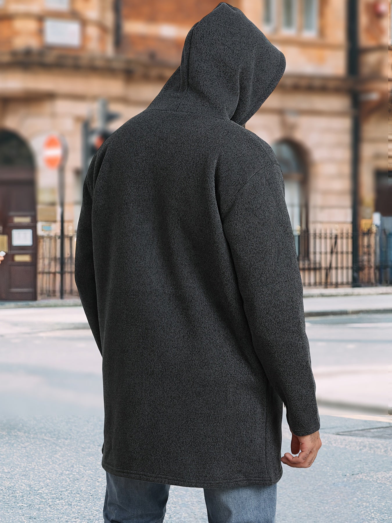 Men's Casual Hoodie, Hooded Mid Length Coat, Lined Zip Up Hoodie, Stylish Slim Fit Hoodie with Pockets, Suitable for Daily Wear, Outdoor Activities And Street