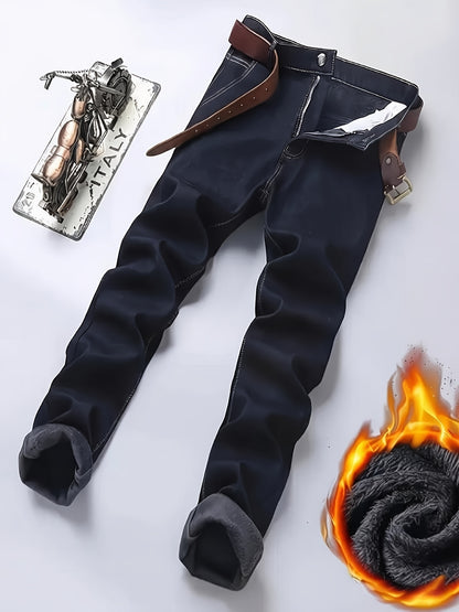 Thickened And Fleece Men'S Jeans for Autumn And Winter Offer Strong Warmth Retention And Excellent Wind And Cold Resistance. They Are Suitable for Both Business And Casual Wear, And Are A Must-Have for Warm Winter Outfits