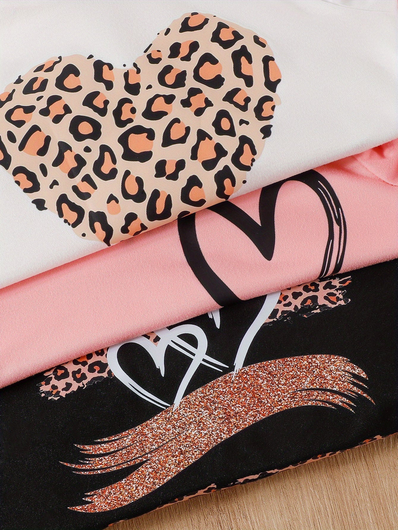 Baby Girl Clothes, 6pcs Baby Girl Items, Fall Winter Outfit Set, Heart Leopard Print Hoodie & Pants Suits, Casual Daily Wear For 236.22-1417.32inch Toddler Baby, for Outdoor