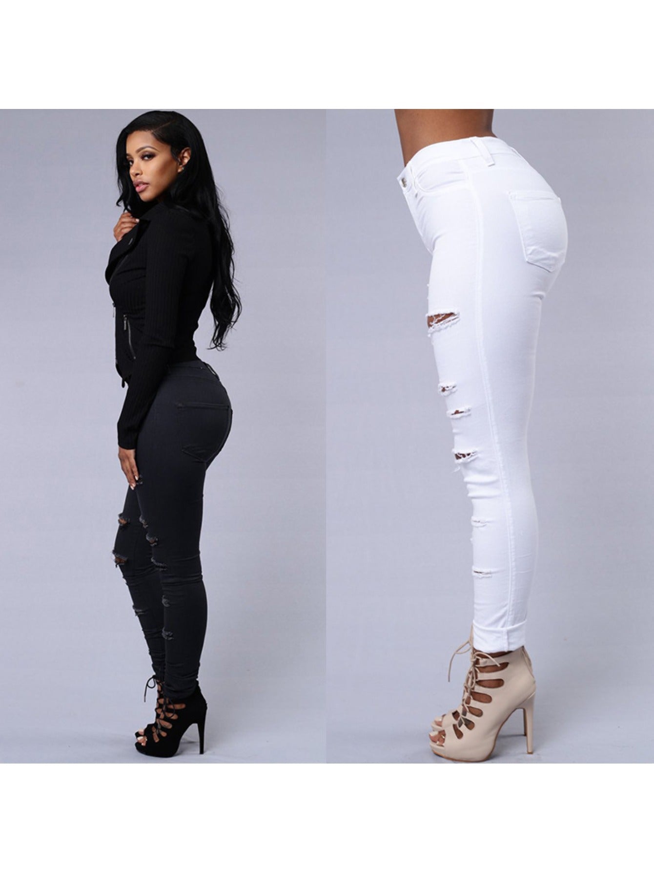 2025Women's Ripped Skinny Jeans, High Waist Stretch Denim Pants - Slim Fit Casual Style for Casual Attire Elegant,, Sexy