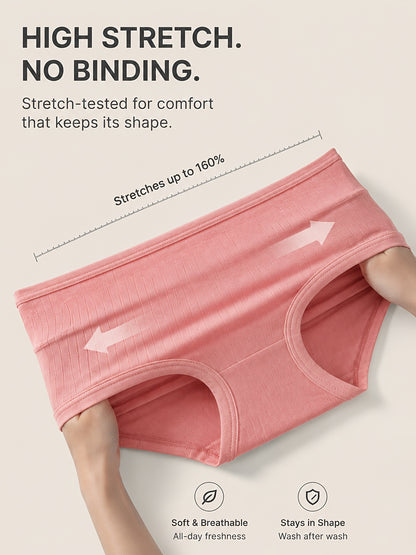 9-Pack Women'S Ribbed Underwear, Soft Breathable Mid-Rise Briefs, All-Day Comfort
