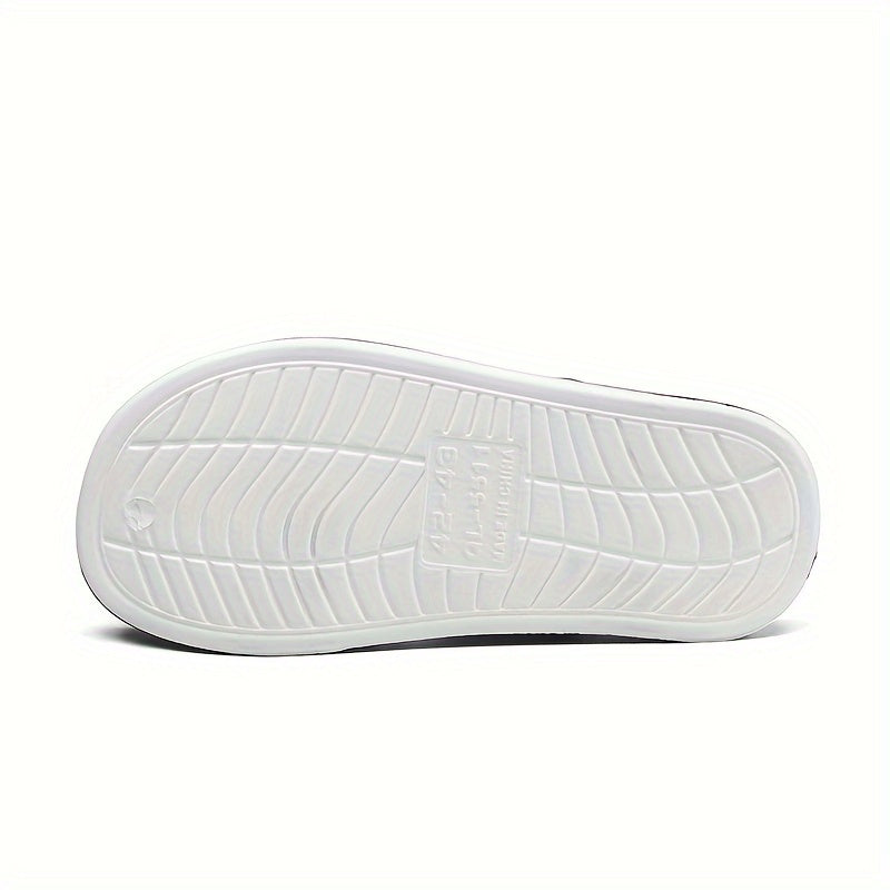 RECOMFOX Men'S EVA Slides - Comfortable, Non-Slip, Open-Toe Slippers with Arch Support for Indoor & Outdoor Use - Stylish Black with Red Accents for Beach, Shower, and Casual Wear