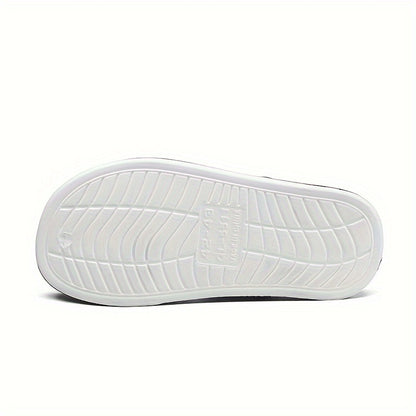 RECOMFOX Men'S EVA Slides - Comfortable, Non-Slip, Open-Toe Slippers with Arch Support for Indoor & Outdoor Use - Stylish Black with Red Accents for Beach, Shower, and Casual Wear