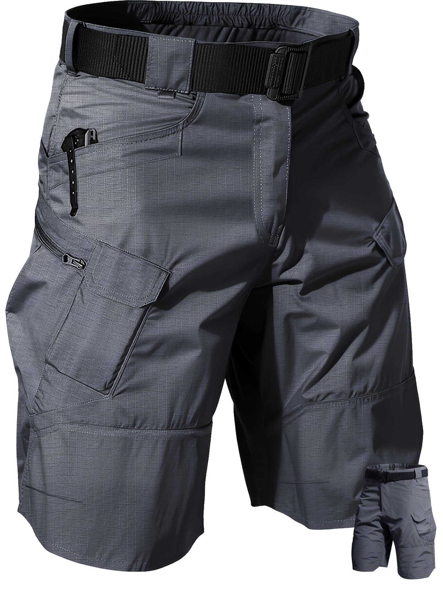 Men'S Multi-Pocket Shorts - Cargo Shorts - Casual Shorts - Breathable And Quick-Drying Design, Suitable for Hiking, Fishing And Outdoor Work (Belt Included) - Available in Black, Gray, Khaki | Breathable Fabric, Camping Equipment
