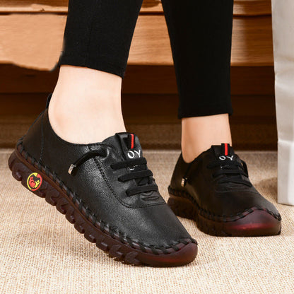 Women's Beige Slip-On Platform Loafers with Lace-Up Faux Cover - Round Toe Casual & Driving Moccasins, Rubber Sole & Cushioned Insole, - Comfortable Shoes Suitable for Driving, Casual Attire, Office & Semi-Formal Events, Women Shoes