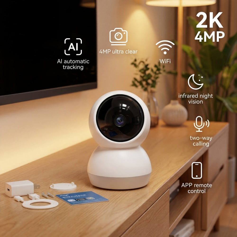 2K Indoor WiFi Security Camera - Two-Way Audio and Night Vision