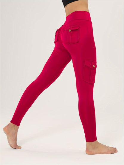 Pants with a Broad Waistband, Designed for High Stretch And Pockets, Suitable for Work, Form-Fitting, Enhances The Hips, Compresses The Abdomen, Ideal for Fitness And Workouts, Quick-Drying Tight Trousers