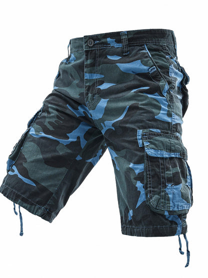 Three-pc Large Size Men's Camouflage Print Outdoor Multi-Pocket Work Shorts, PLUS SIZE