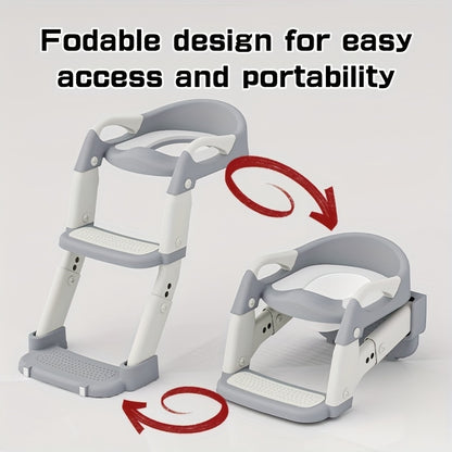 Potty Seat, 3-In-1 Toilet Potty Training Seat, Toddlers Potty Training Toilet Seat Boys Girls, Kids Potty Training Seat Step Stool Ladder, Potty Chair with Anti-Slip Pads