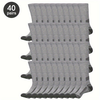 40 Pairs Men'S Breathable Crew Socks - Vibrant Color-Block Design, Everyday Comfort And Style for Outdoor Activities