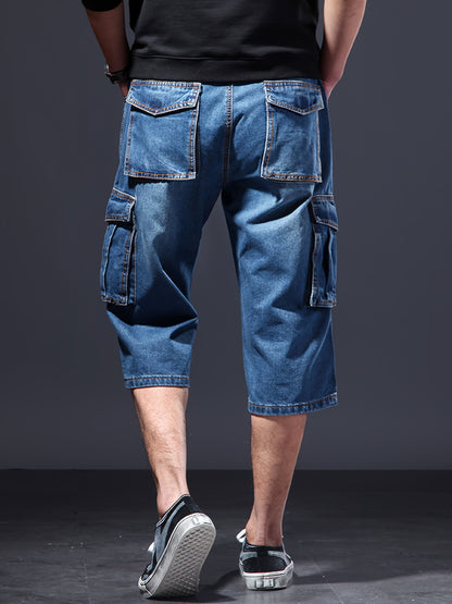 Men'S Loose Fit Multi- Work Outdoor Casual Denim Cargo Shorts