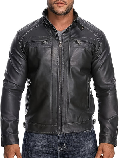 Men'S Lightweight Faux Leather Motorcycle Jacket Black, Coats For Men, Mens Coats, Motorcycle Riding Gear, Motorcycle Stuff, Biker Stuff, Men'S Coats, Motorcycle Clothes, Biker Gear, Jaket Mens, Veste En Cuir Homme, Motorcycle Apparel, Motorcycle Clothing