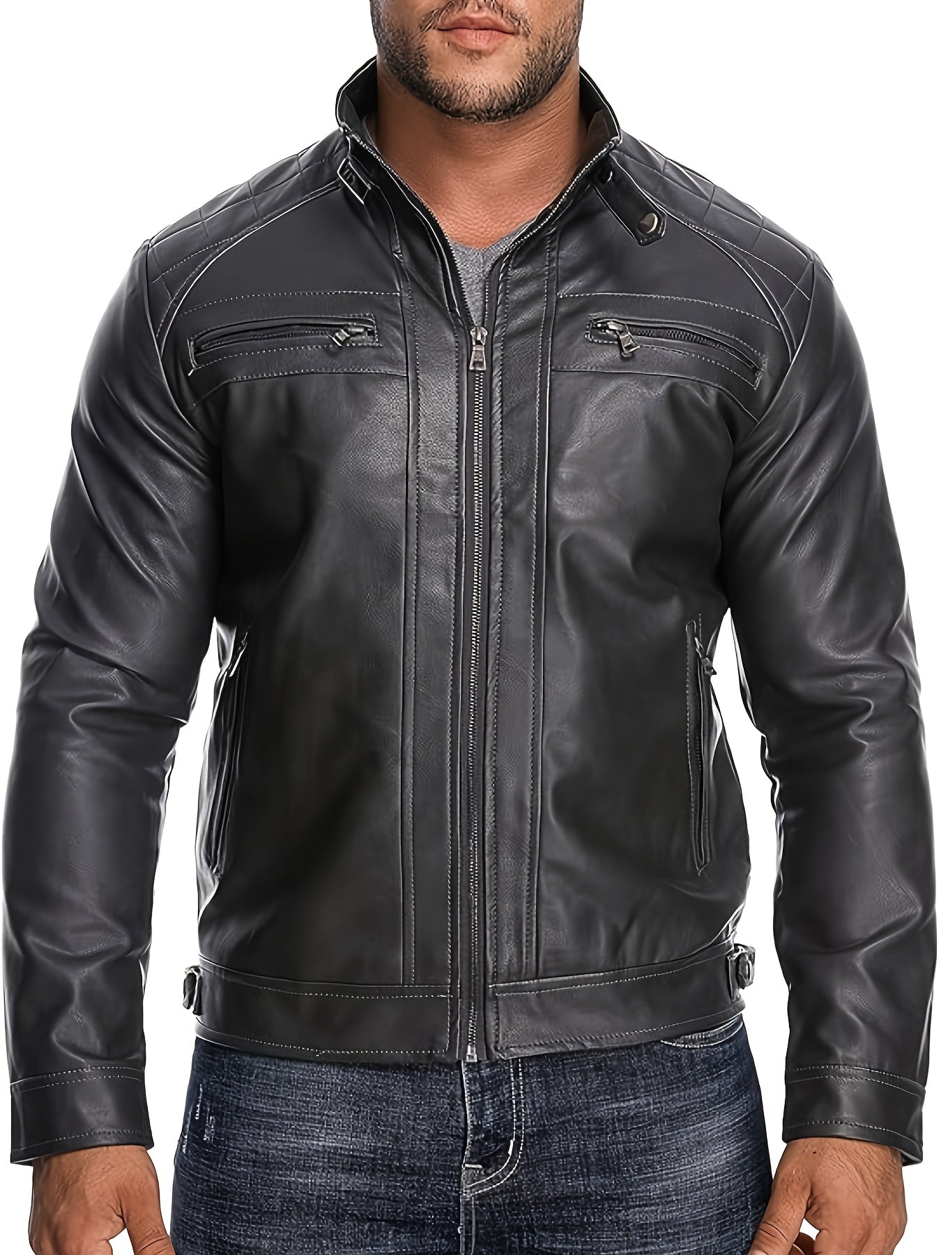 Men'S Lightweight Faux Leather Motorcycle Jacket Black, Coats For Men, Mens Coats, Motorcycle Riding Gear, Motorcycle Stuff, Biker Stuff, Men'S Coats, Motorcycle Clothes, Biker Gear, Jaket Mens, Veste En Cuir Homme, Motorcycle Apparel, Motorcycle Clothing