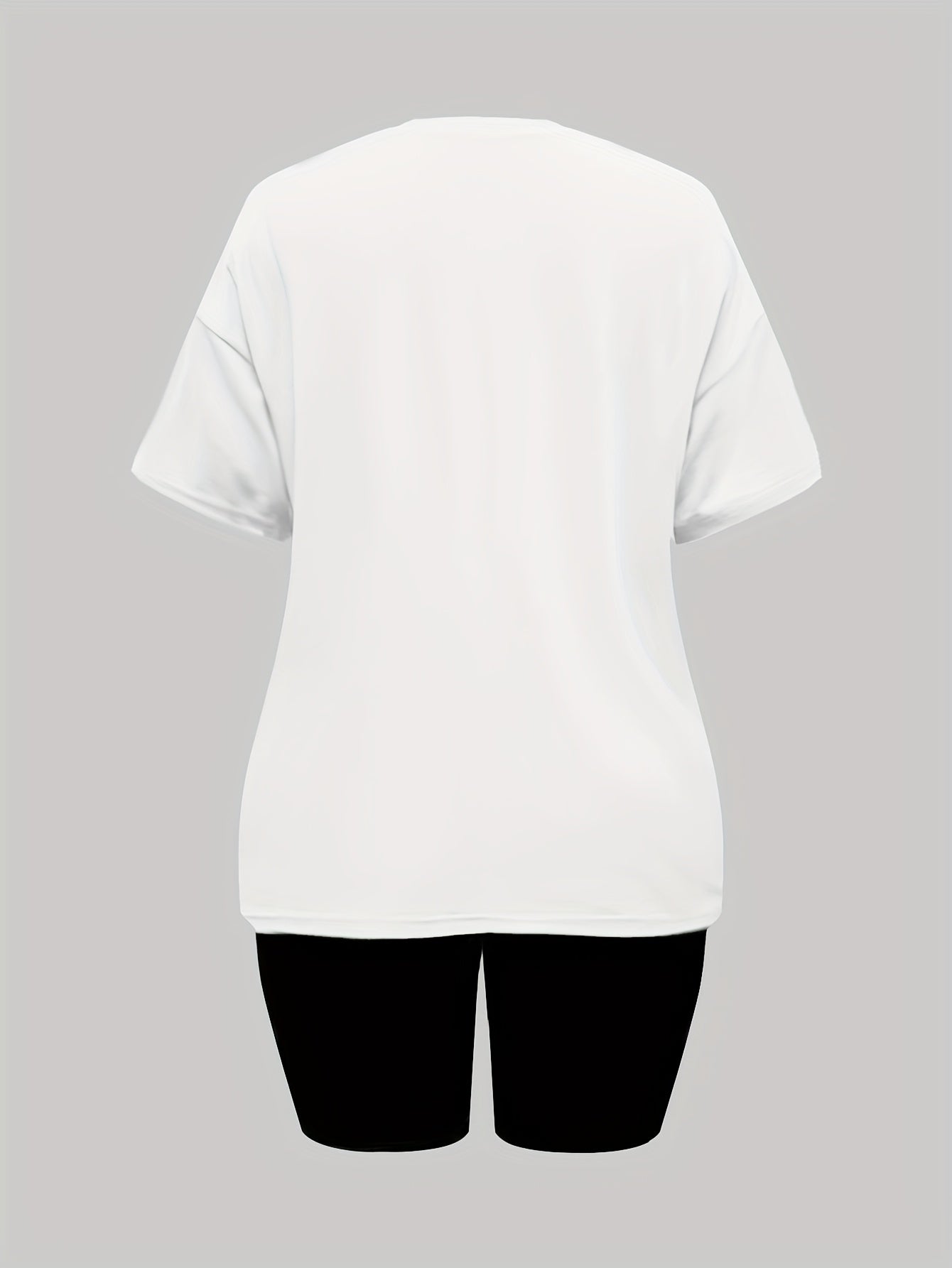 0314Gwen, a Casual Women'S Clothing Set Featuring a Heart Design, Includes a Short-Sleeved T-Shirt with a Round Neck And Fitted Shorts