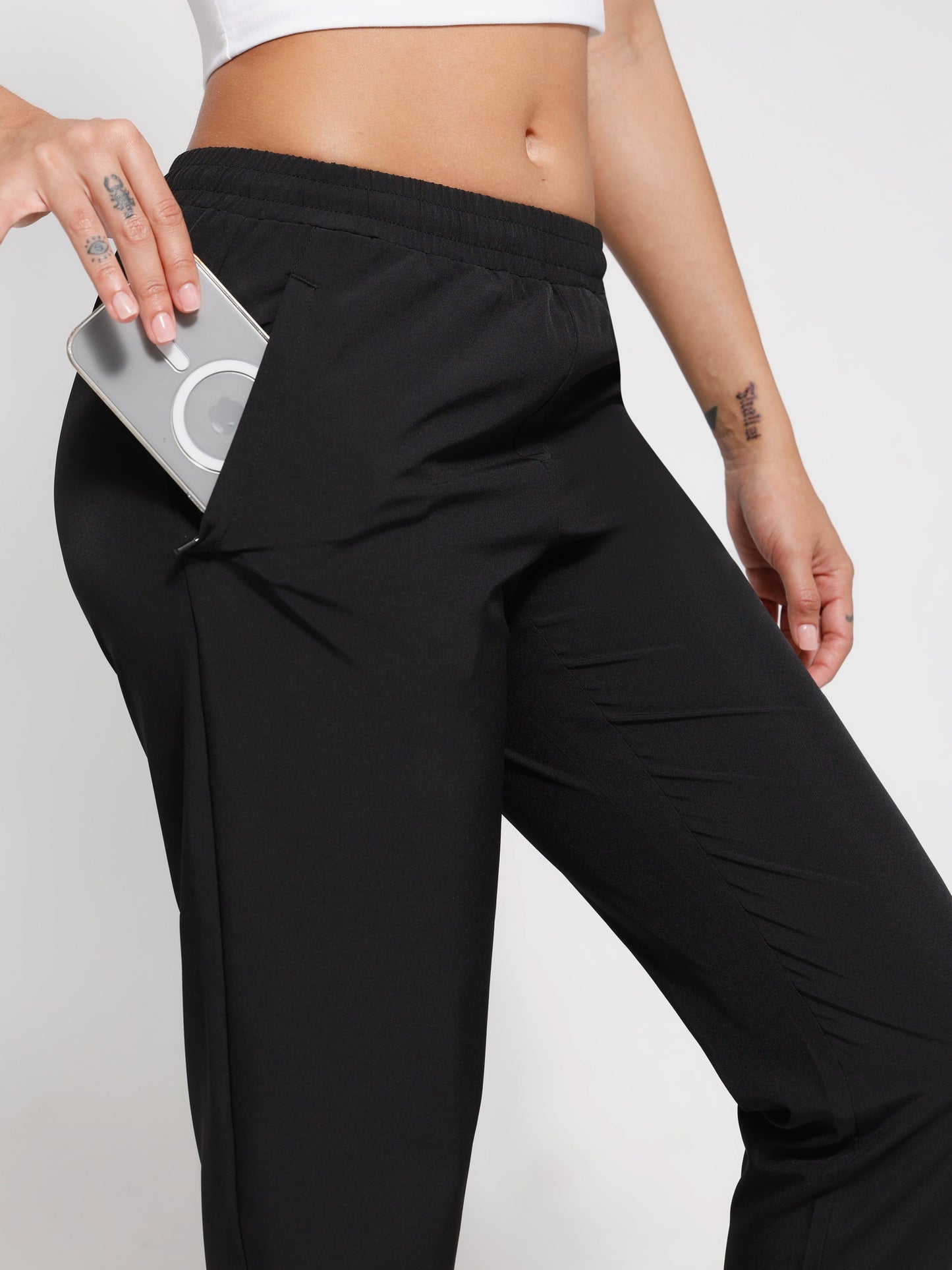 [Three Colors Available]1pc Womens Golf Pants Quick Dry Ultra Light Stretch Pockets Soft Workout Pants for Travel with Inside Drawstrings