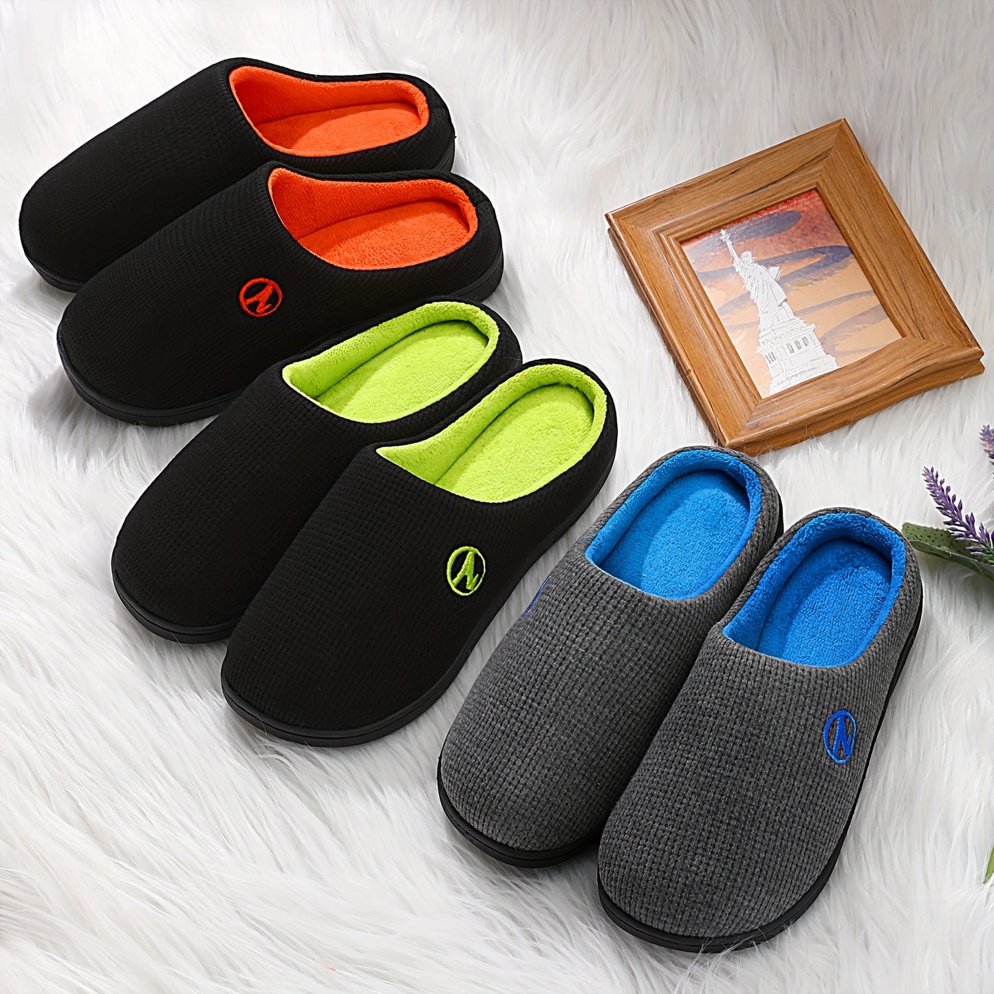 HOMEHOT Men'S Home Plus Size Shoes Indoor And Outdoor Machine Washable, Comfortable Soft Memory Foam Outsole, Non-Slip And Home Shoes