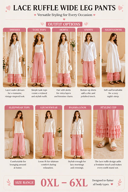 1pc Pants - Women's Large Size Spring And Summer New Sweet Four Layers Of Lace Stacking Bottoms Liner Pants Wide-legged Dress Pants, Super Suitable for Wearing As The Bottom Of The Skirt, Soft And Comfortable Pajama Pants