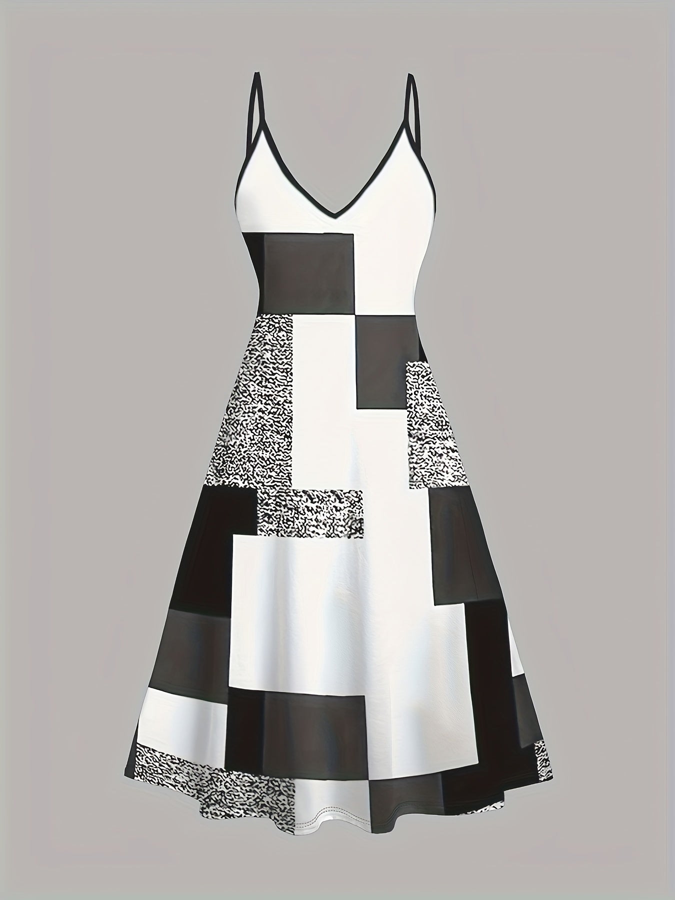 Two-piece dress set: simple and fashionable printed dress and solid color long coat, elegant two-piece set
